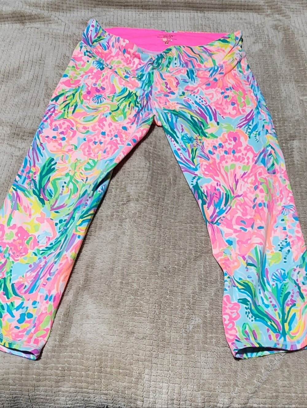 Lilly Pulitzer Weekender Crop Leggings "Fan Sea Pants" Size Large